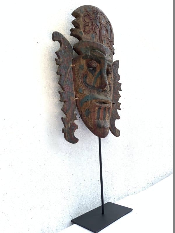 dayak old mask (660mm on stand) headhunter tribal masque face facial statue sculpture figure figurine MSc min