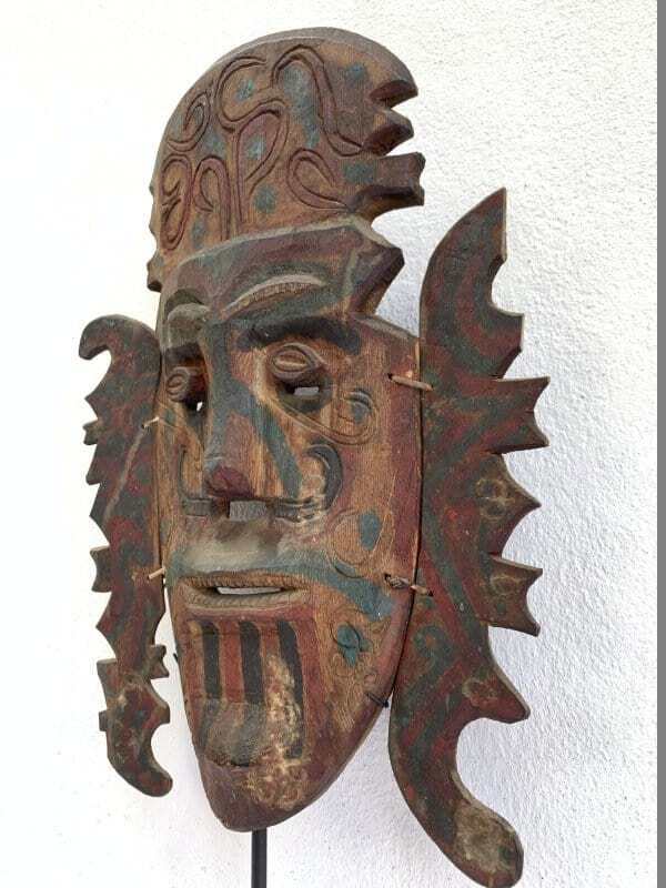 dayak old mask (660mm on stand) headhunter tribal masque face facial statue sculpture figure figurine MSd min
