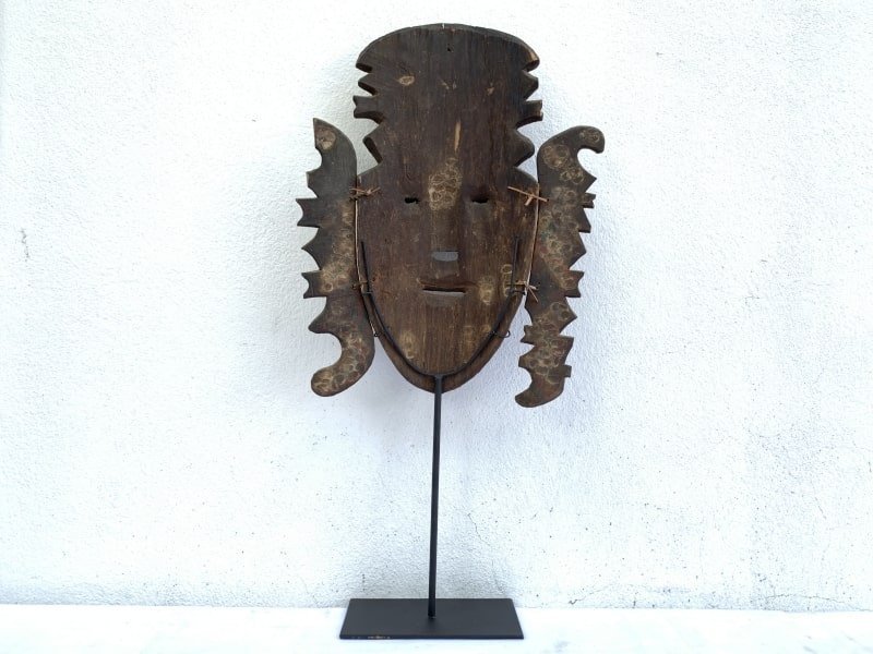 dayak old mask (660mm on stand) headhunter tribal masque face facial statue sculpture figure figurine MSk min