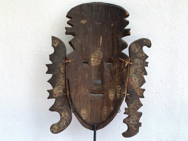 dayak old mask (660mm on stand) headhunter tribal masque face facial statue sculpture figure figurine MSl min