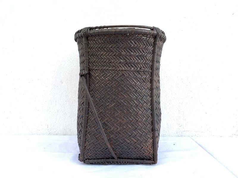 forest basket 320mm antique fiber art bakul tambok weaving woven art dayak borneo Forest Basket 320mm Antique Fiber Art Bakul Tambok Weaving Woven Art Dayak Borneo