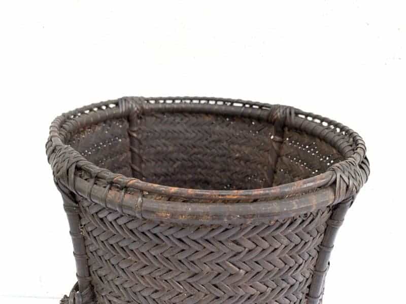 forest basket 320mm antique fiber art bakul tambok weaving woven art dayak borneo Forest Basket 320mm Antique Fiber Art Bakul Tambok Weaving Woven Art Dayak Borneo