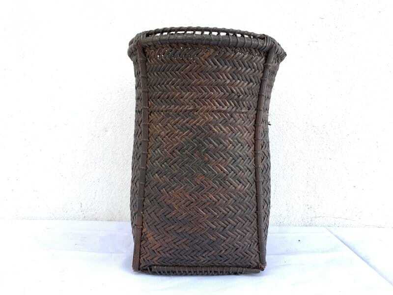 forest basket 320mm antique fiber art bakul tambok weaving woven art dayak borneo Forest Basket 320mm Antique Fiber Art Bakul Tambok Weaving Woven Art Dayak Borneo