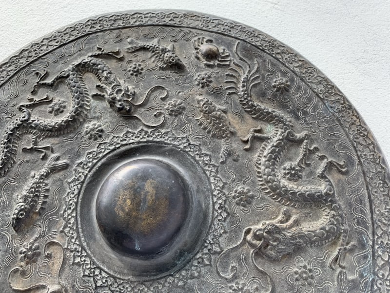 ANTIQUE GONG 480mm BRUNEI MUSEUM PIECE Raised Crocodile & Naga Brass Drum Vintage ANTIQUE GONG 480mm BRUNEI MUSEUM PIECE Raised Crocodile & Naga Brass Drum Vintage