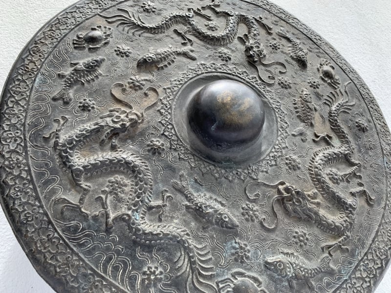 ANTIQUE GONG 480mm BRUNEI MUSEUM PIECE Raised Crocodile & Naga Brass Drum Vintage ANTIQUE GONG 480mm BRUNEI MUSEUM PIECE Raised Crocodile & Naga Brass Drum Vintage