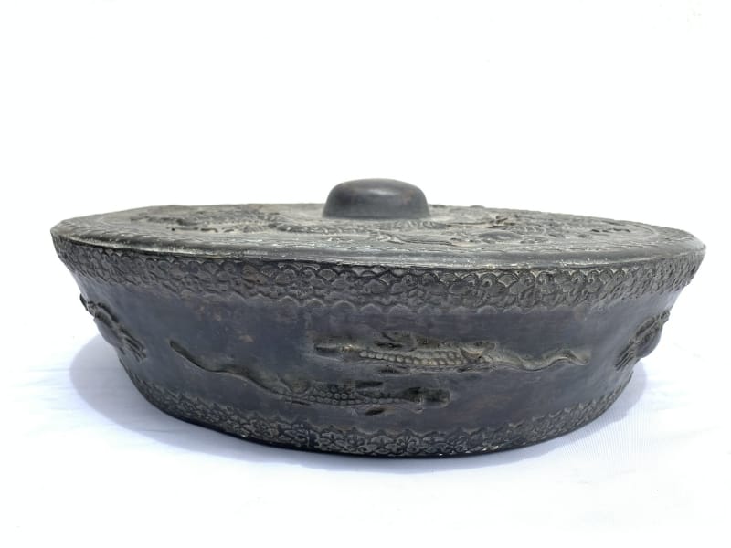 ANTIQUE GONG 480mm BRUNEI MUSEUM PIECE Raised Crocodile & Naga Brass Drum Vintage ANTIQUE GONG 480mm BRUNEI MUSEUM PIECE Raised Crocodile & Naga Brass Drum Vintage