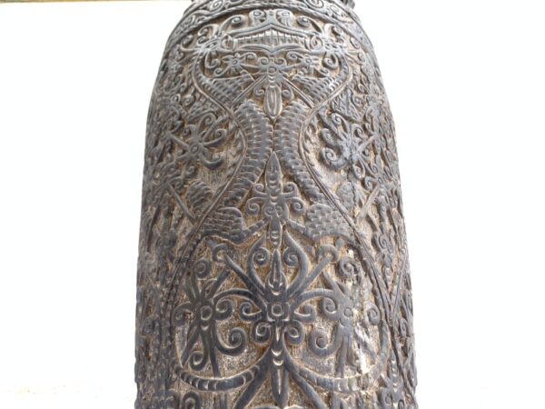 WOODEN JAR 860mm Spectacular Wood Carving Pot Vase Rice Medicine Container Borneo