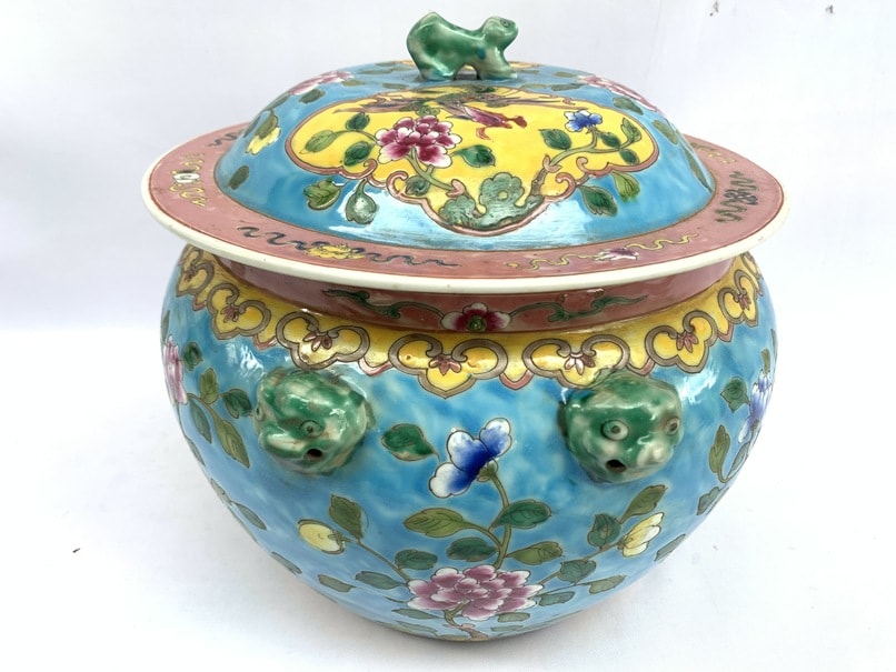 CHINESE BOWL (XXL 260mm) PERANAKAN Baba Nyonya Kamcheng Covered Jar Porcelain Box Asia CHINESE BOWL (XXL 260mm) PERANAKAN Baba Nyonya Kamcheng Covered Jar Porcelain Box Asia