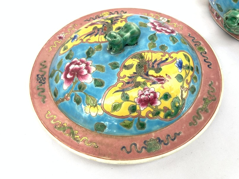 CHINESE BOWL (XXL 260mm) PERANAKAN Baba Nyonya Kamcheng Covered Jar Porcelain Box Asia CHINESE BOWL (XXL 260mm) PERANAKAN Baba Nyonya Kamcheng Covered Jar Porcelain Box Asia