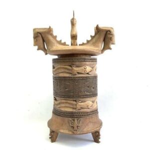 Indonesian Box 350mm Tribal Container Covered Jar Oceanic Art Statue Sculpture Box Jewelry