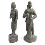 Village Statue 310mm Male and Female Naked Warrior Figure Figurine Sculpture Dayak Tribal Borneo