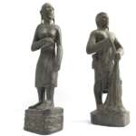 Village Statue 310mm Male and Female Naked Warrior Figure Figurine Sculpture Dayak Tribal Borneo