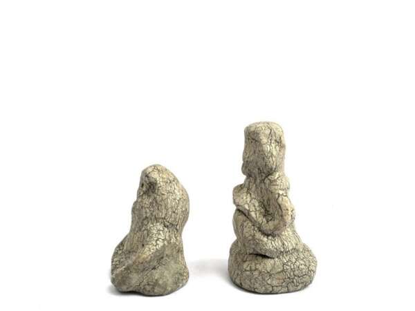 Rock Statue 55mm and 75mm One Pair Rare Stone Artifact Sculpture Figurine Apo Kayan Headhunter Borneo
